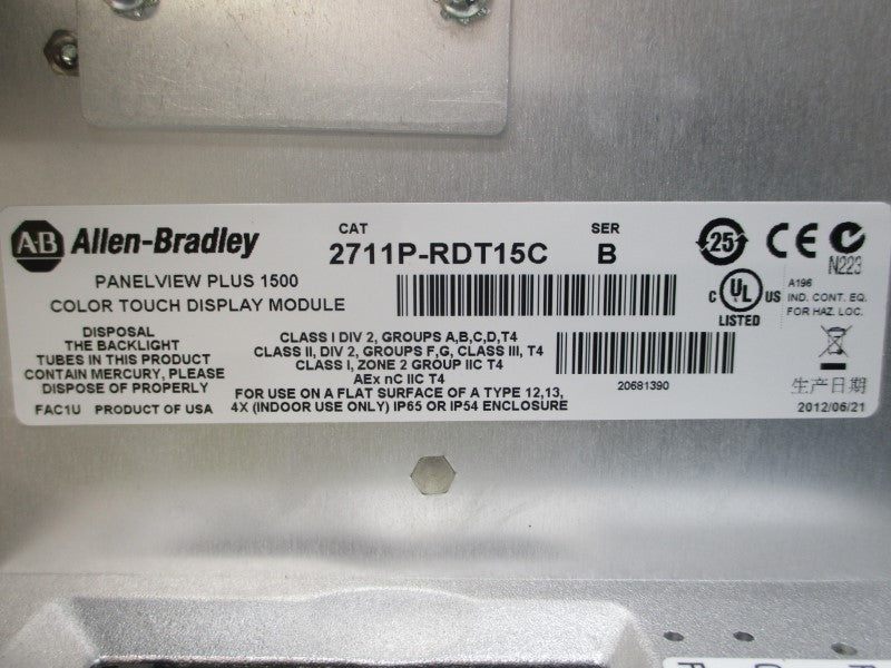 ALLEN BRADLEY 2711P-T15C4D7 SER. A 24VDC (BR/WH) NSMP