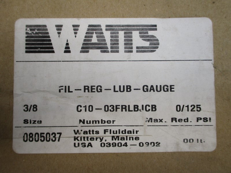 WATTS C10-03FRLBJCB 0/125PSI 3/8" NSMP
