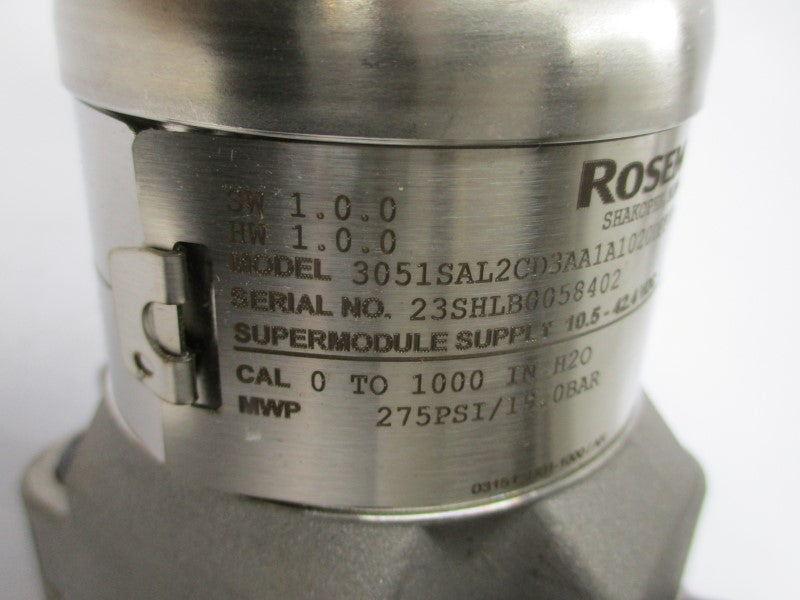 ROSEMOUNT 3051SAL2CD3AA1A1020DFF71DA00L4M5Q4 10.5-42.4VDC 275PSI NSMP