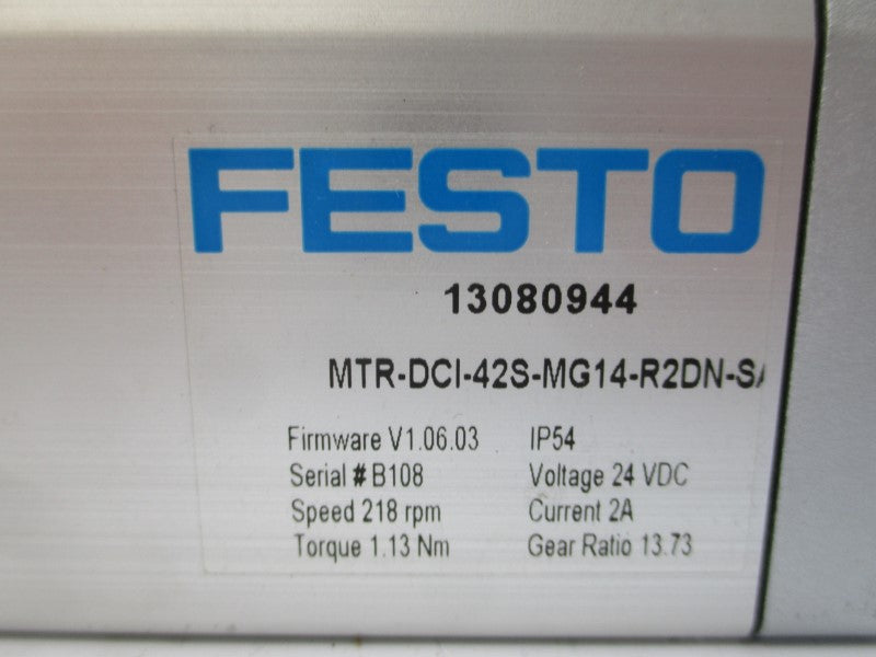 FESTO MTR-DCI-42S-MG14-R2DN-SA 13080944 F/W V1.06.03 24VDC 2A NSMP