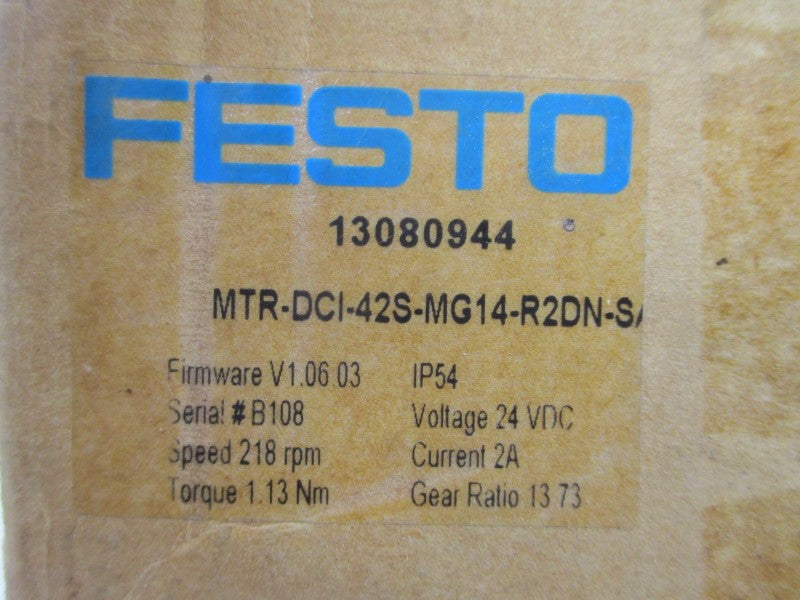 FESTO MTR-DCI-42S-MG14-R2DN-SA 13080944 F/W V1.06.03 24VDC 2A NSMP