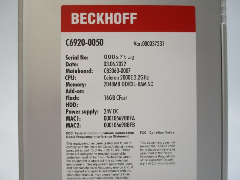 BECKHOFF C6920-0050 24VDC NSMP