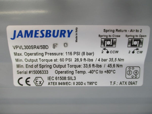 JAMESBURY VPVL300SR4/5BD 116PSI NSNP