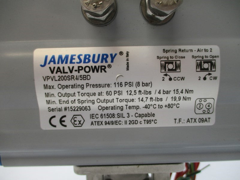 JAMESBURY 4B3600XTB2 120VAC 0.30A 2000PSI 1" NSNP
