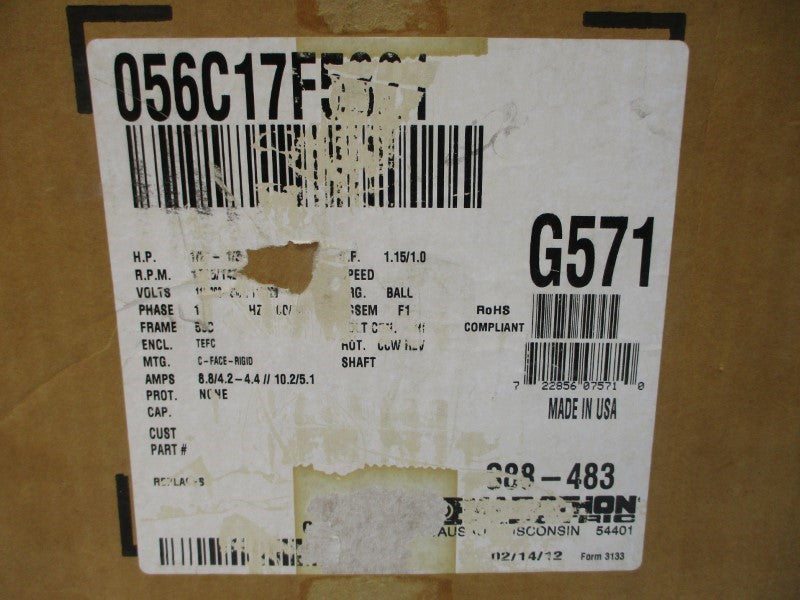 MARATHON ELECTRIC G571 56C17F5321K 115/208-230V 8.8/4.2-4.4A NSMP