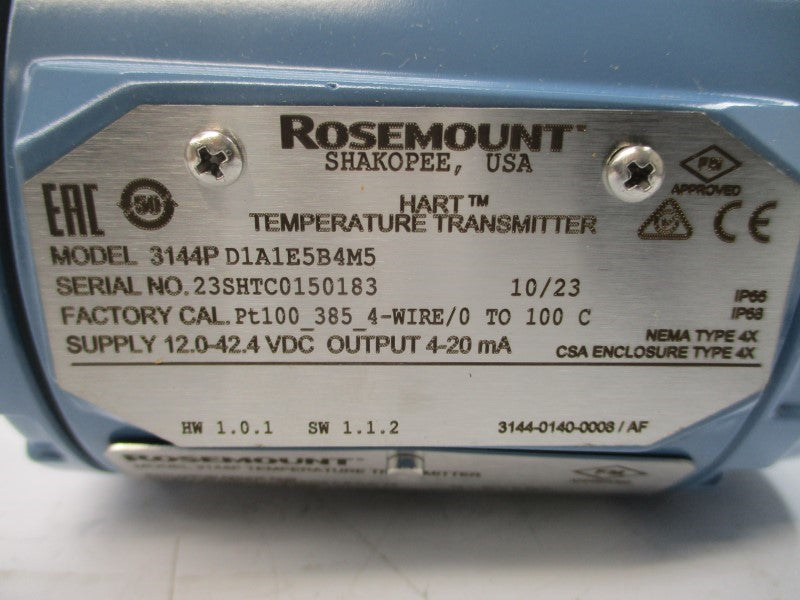 ROSEMOUNT 3144PD1A1E5B4M5 12.0-42.4VDC NSMP
