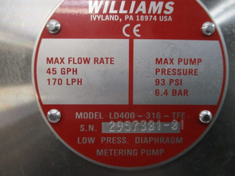 WILLIAMS LD400-316-TFE 93PSI NSNP