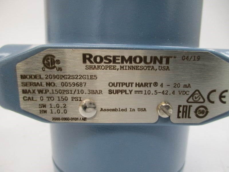 ROSEMOUNT 2090PG2S22G1E5 10.5-42.4VDC 150PSI NSMP