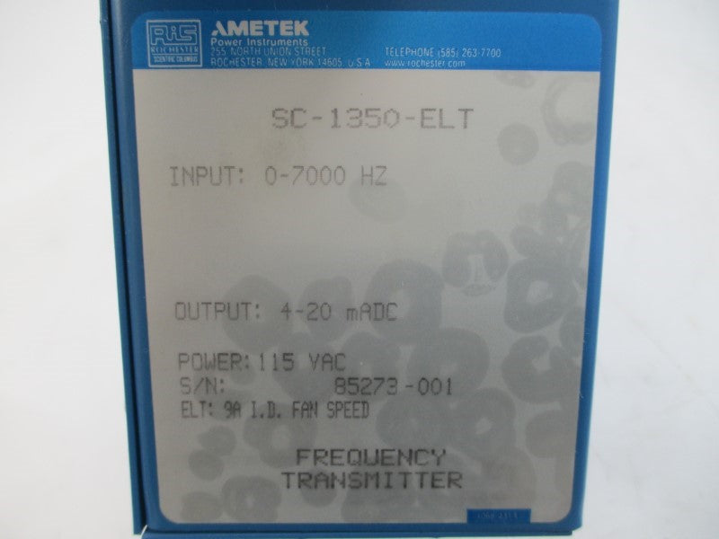 RIS AMETEK SC-1350-ELT 115VAC 9A NSNP
