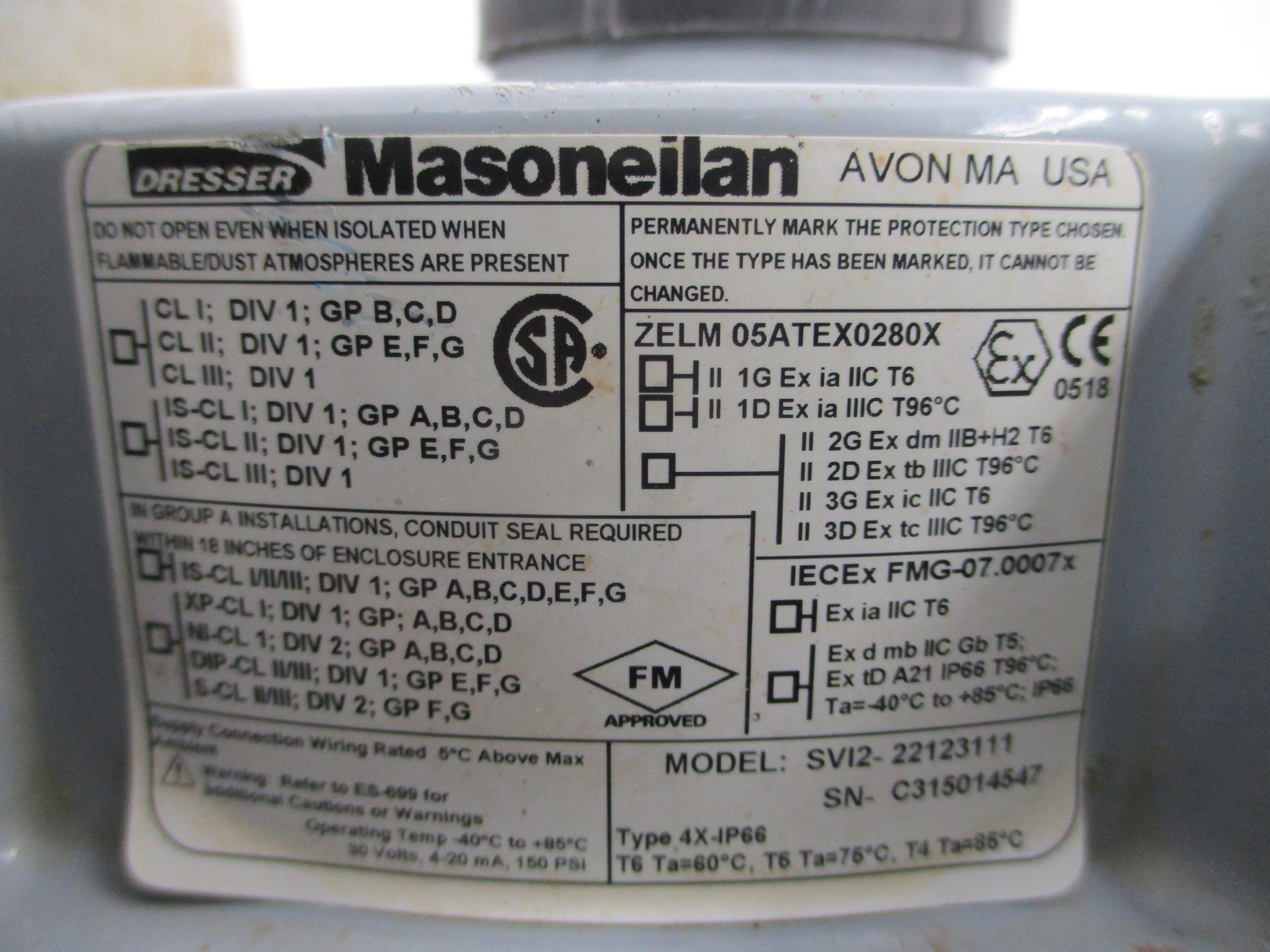 DRESSER MASONEILAN SVI2-22123111 30V 150PSI UNMP