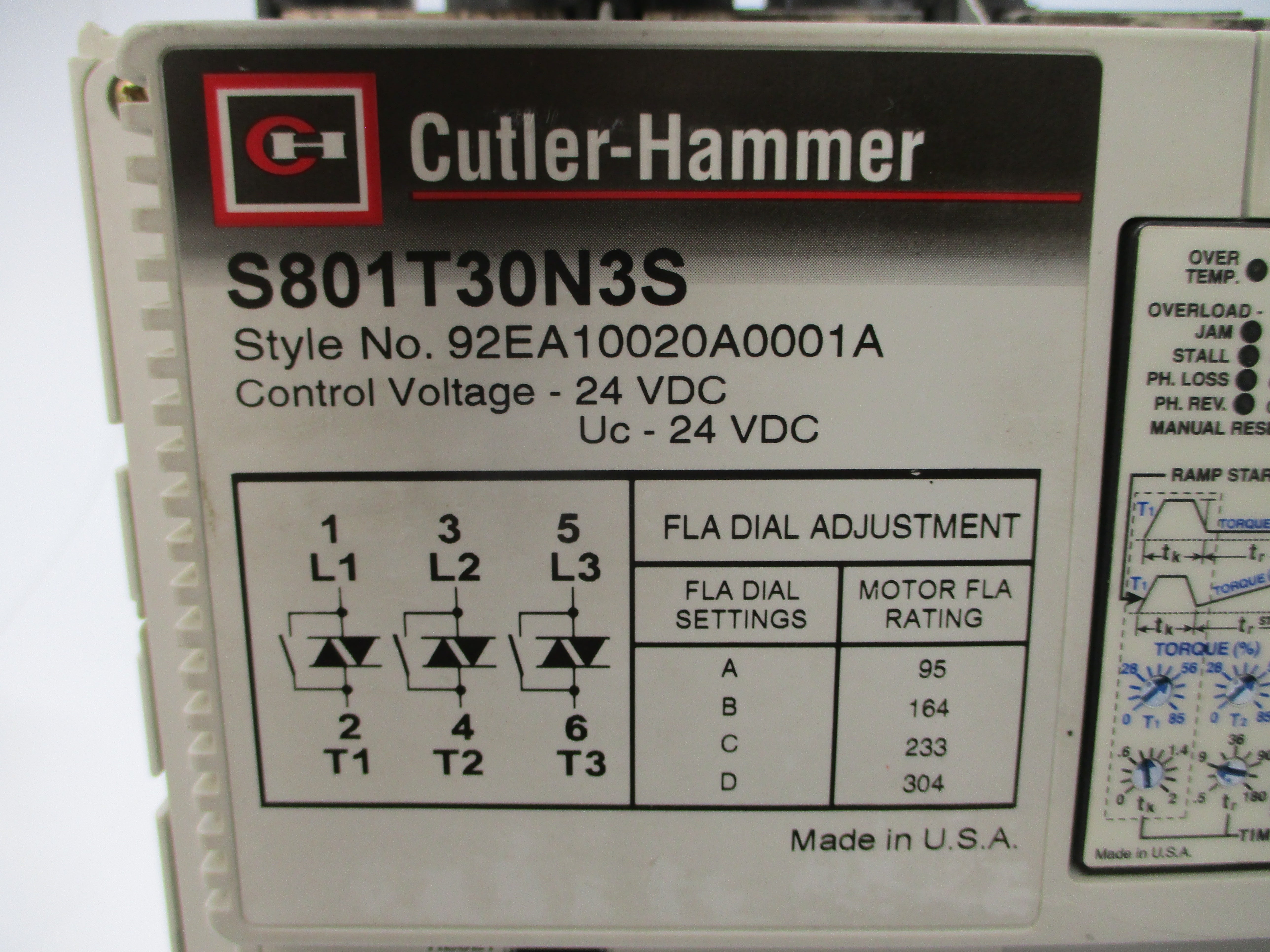 CUTLER HAMMER S801T30N3S 93EA10020A0001A 24VDC 304A (AS PICTURED) UNMP