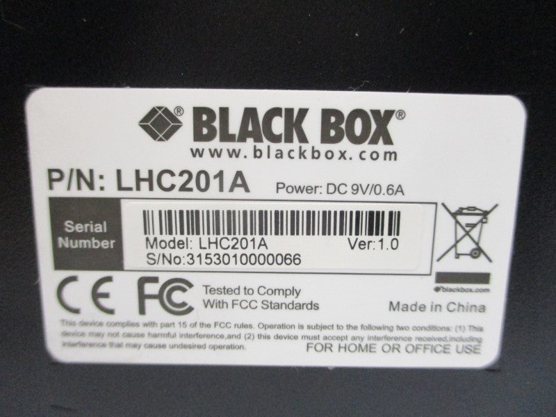BLACK BOX LHC201A 9VDC 0.6A NSMP