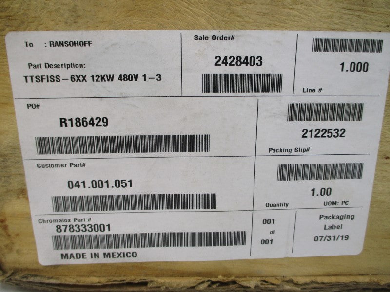 RANSOHOFF TTSFISS-6XX 041.001.051 480V NSMP