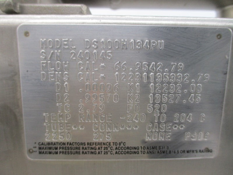 MICRO MOTION DS100H134PU 275PSI NSNP
