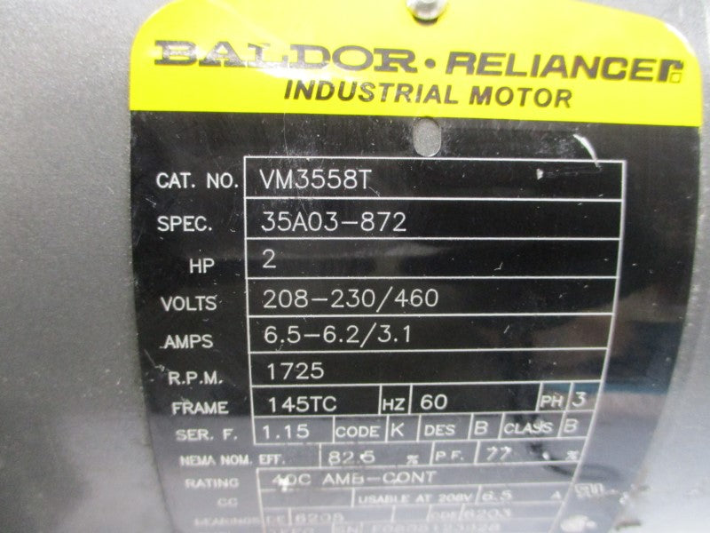 BALDOR VM3558T 35A03-872 208-230/460V 6.5-6.2/3.1A (AS PICTURED) UNMP