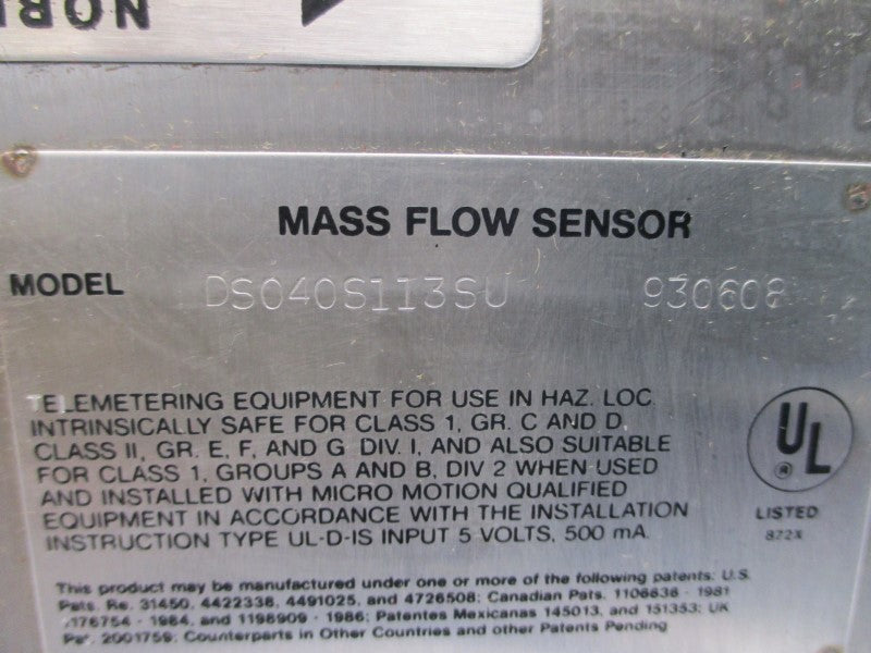 MICRO MOTION DS040S113SU 1250PSI NSNP