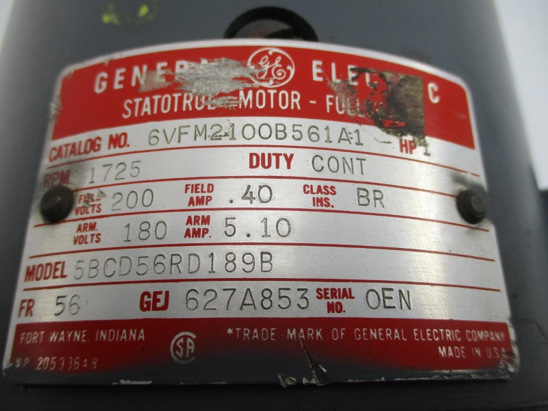 GENERAL ELECTRIC 6VFM2100B561A1 5BCD56RD189B 180/200V .40/5.10A NSNP