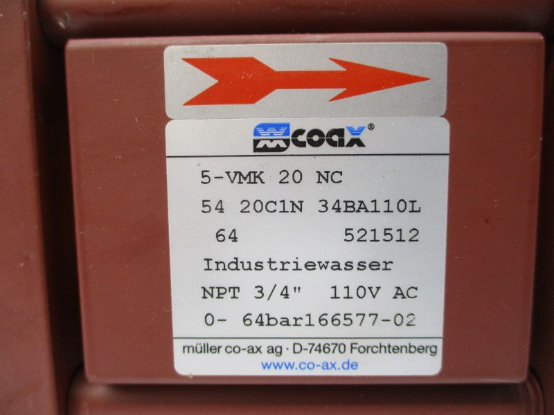 COAX 5-VMK20NC 110VAC 3/4" NSNP