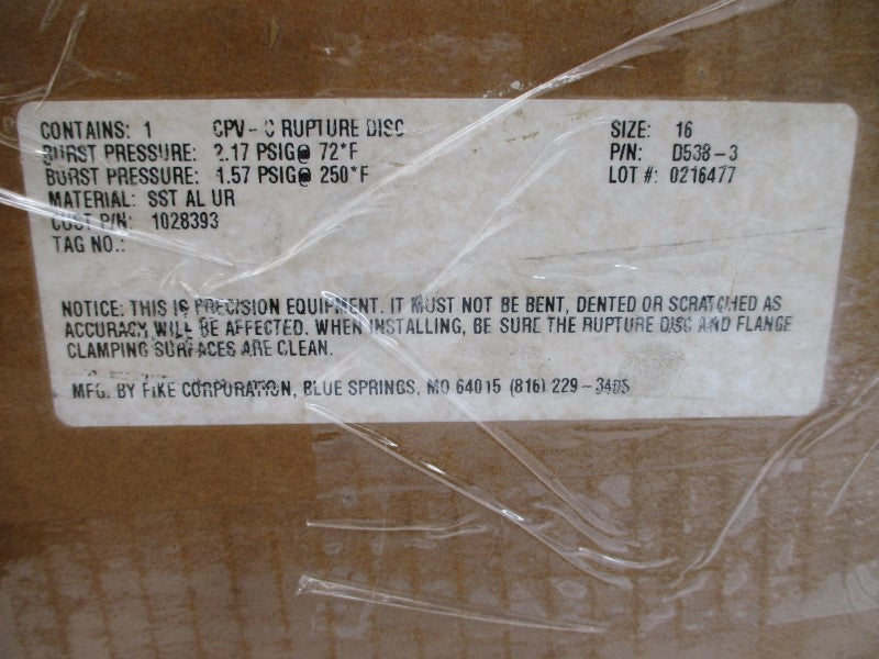 FIKE D538-3 CPV-CBTFS 1.57/2.17PSI 16" NSMP