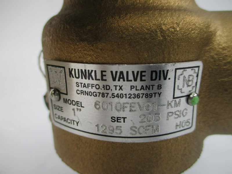 KUNKLE VALVE 6010FEV01-KM 203PSI 1" NSMP