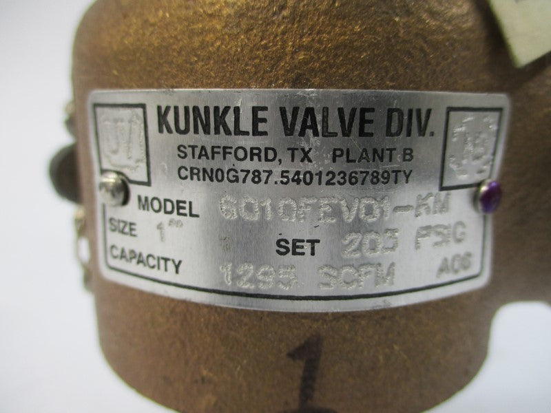 KUNKLE VALVE 6010FEV01-KM 203PSI 1" NSNP