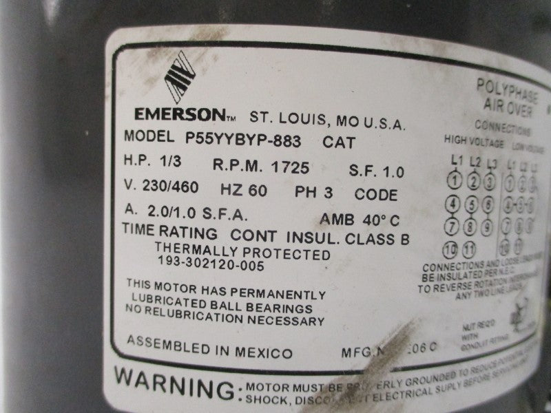 EMERSON P55YYBYP-883 230/460V 2.0/1.0A NSNP