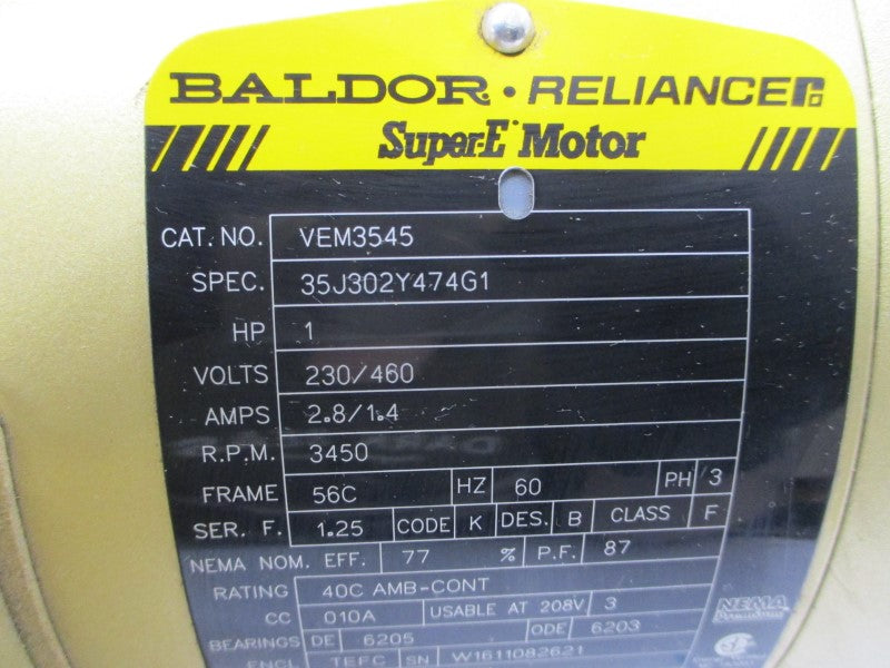 BALDOR VEM3545 35J302Y474G1 230/460V 2.8/1.4A NSNP