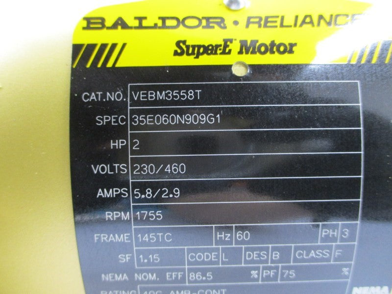BALDOR VEBM3558T-5 105603100BQF 230/460V 5.8/2.9A NSNP