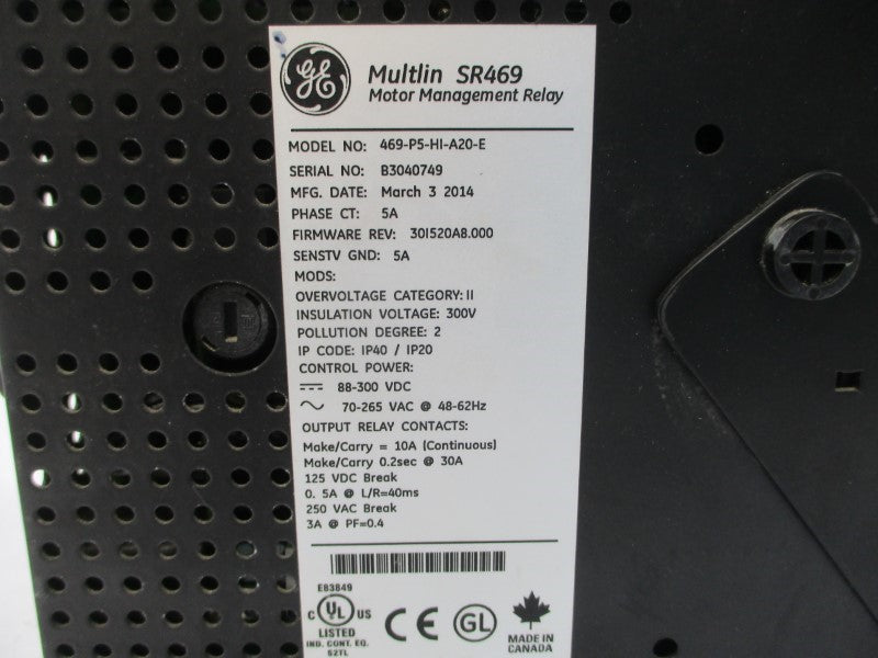 GENERAL ELECTRIC 469-P5-HI-A20-E F/W 30I520A8.000 70-265VAC 30A NSNP