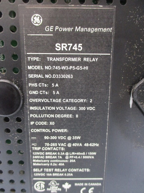 GENERAL ELECTRIC 745-W3-P5-G5-HI F/W 33E260A4.000 70-265VAC 40A NSMP