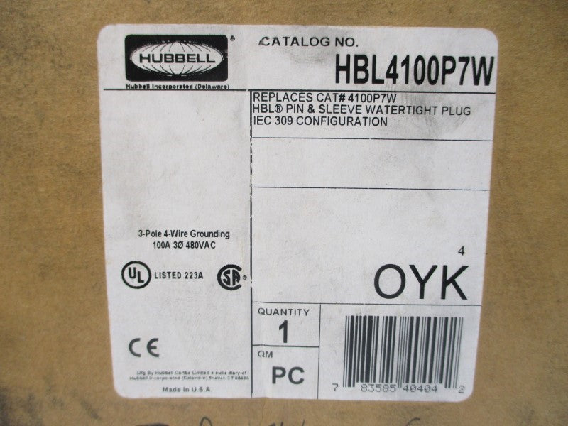 HUBBELL HBL4100P7W 480VAC 100A NSMP