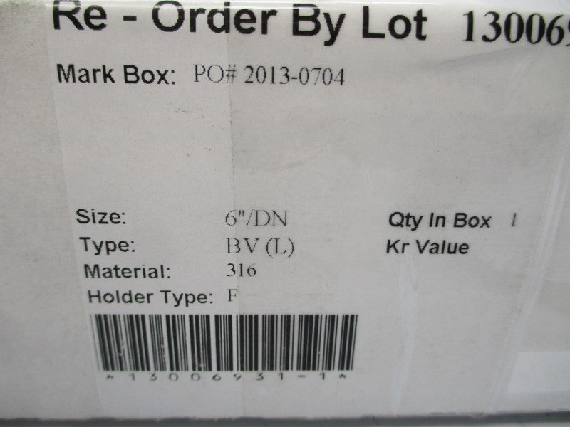 BS&B SAFETY SYSTEMS BV(L) 316/316 103PSI 6" NSMP