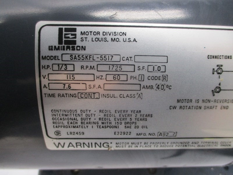THERMAL ENGINEERING 1825Z SA55KFL-5517 115V 7.6A NSNP