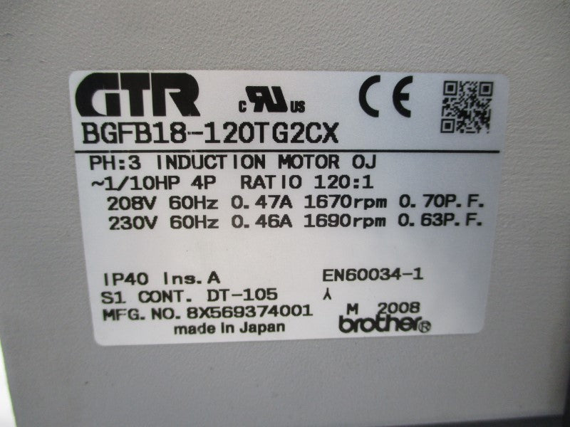 GTR BGFB18-120TG2CX 208/230V 0.46/0.47A NSNP