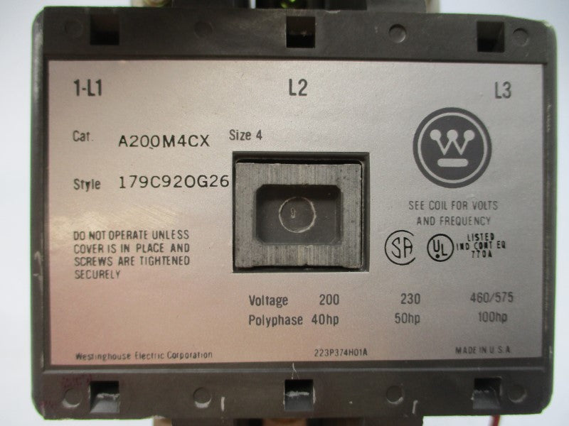 WESTINGHOUSE A200M4CX 179C920G26 440/480V NSNP