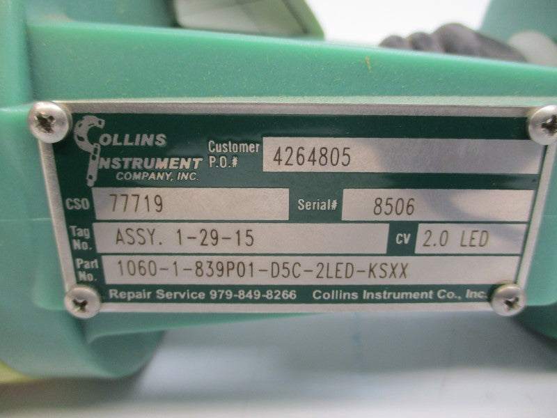 COLLINS INSTRUMENT 1060-1-839P01-D5C-2LED-KSXX 100PSI REMAN