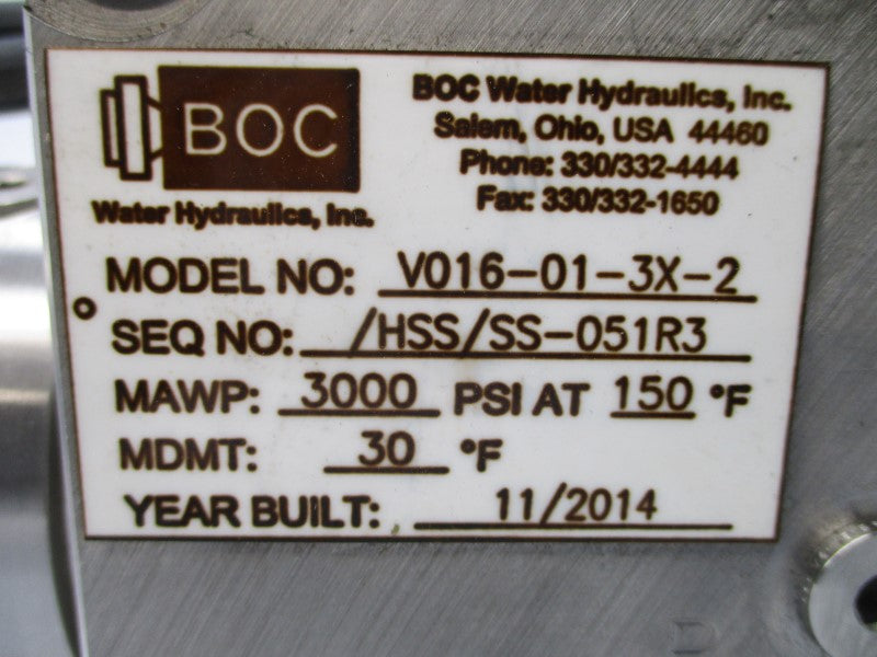 BOC V016-01-3X-2 3000PSI UNMP