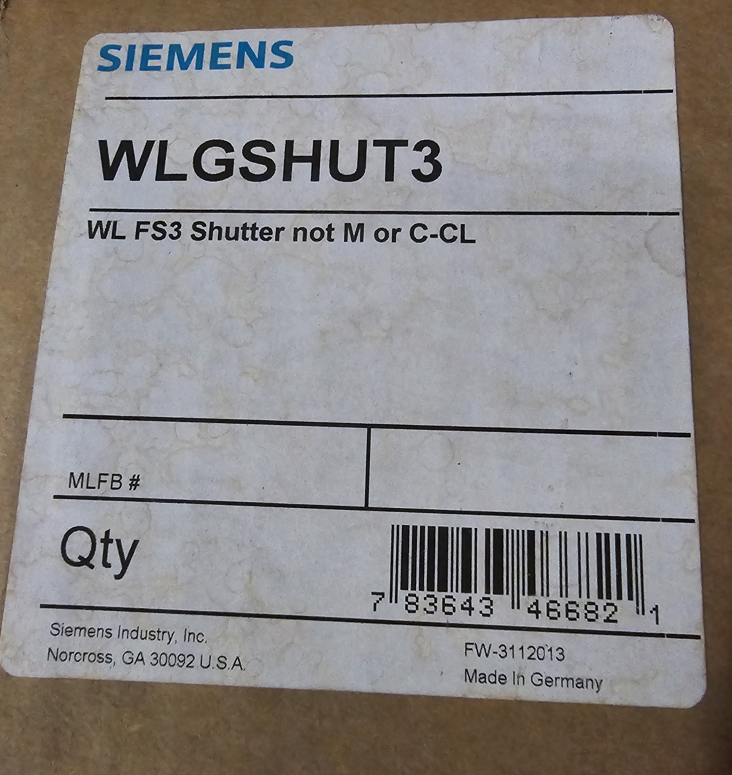 SIEMENS WLGSHUT3 NSMP