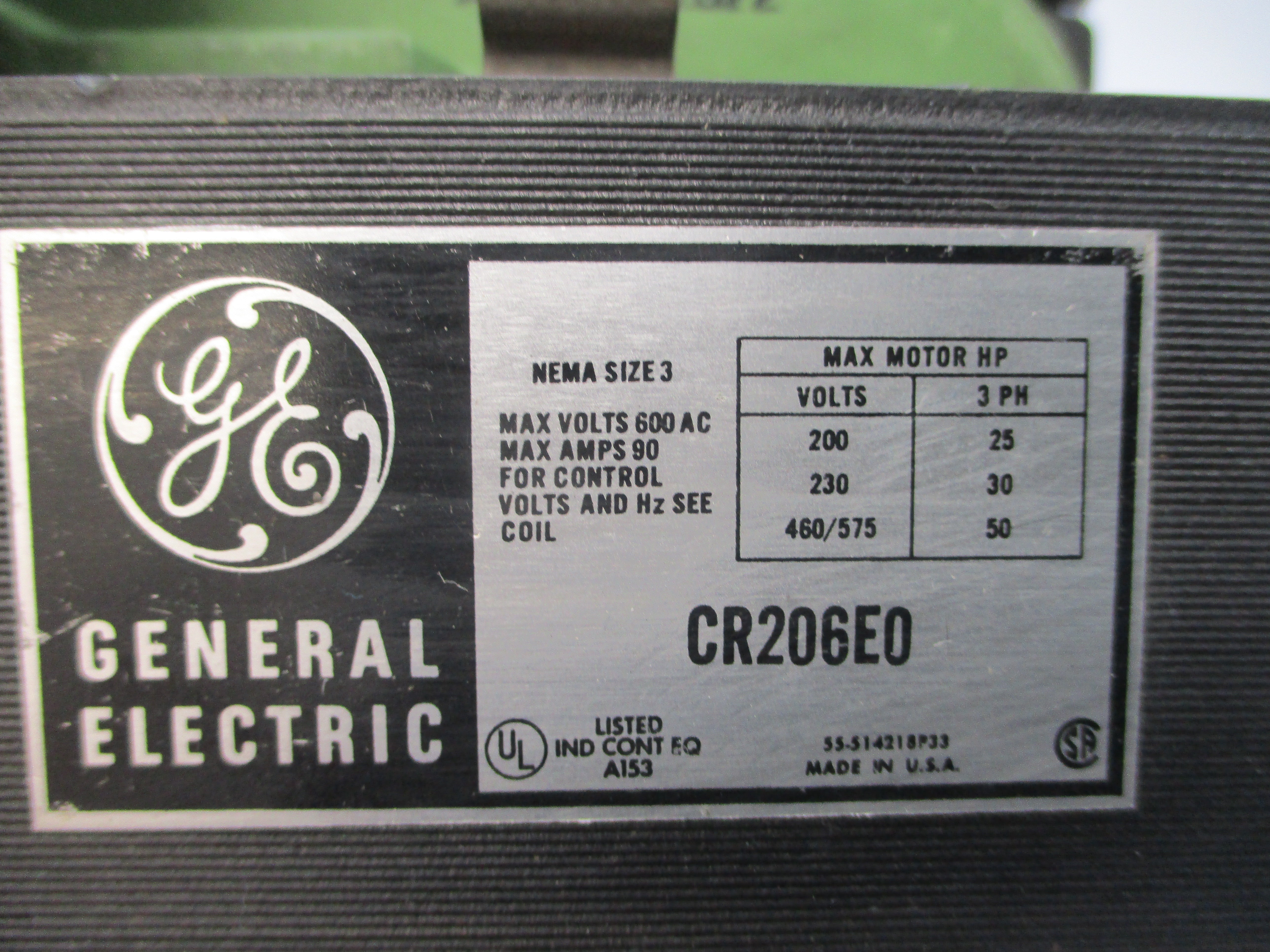 GENERAL ELECTRIC CR206E000AHA 110/120V 90A UNMP