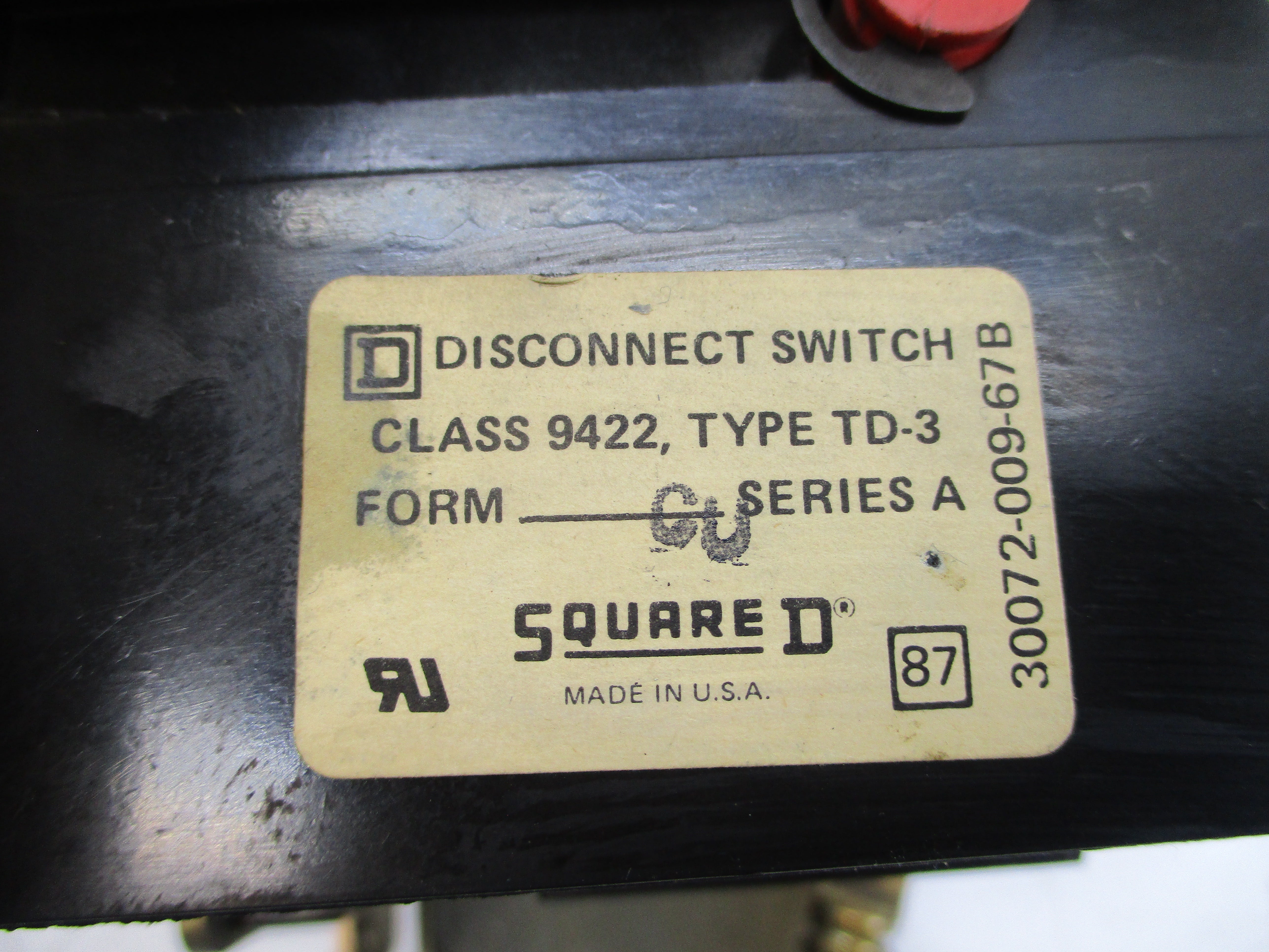 SQUARE D 9422TD3 SER. A 600VAC 60A UNMP
