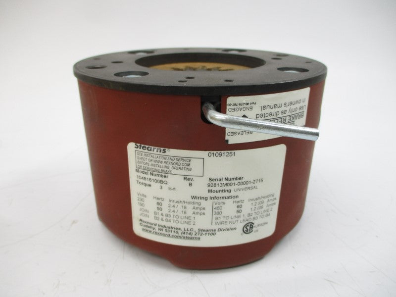 STEARNS 104816100BQ 380/460V 2.4/.18A REV. B NSMP