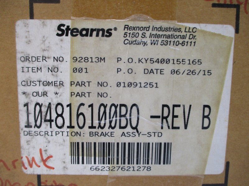 STEARNS 104816100BQ 380/460V 2.4/.18A REV. B NSMP