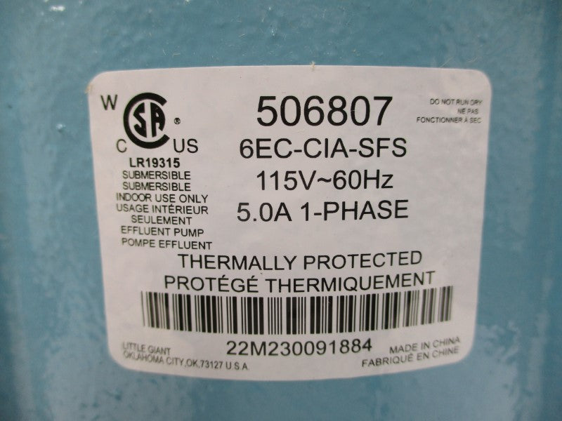 LITTLE GIANT 506807 6EC-CIA-SFS 115V 5.0A 1-1/2" NSMP