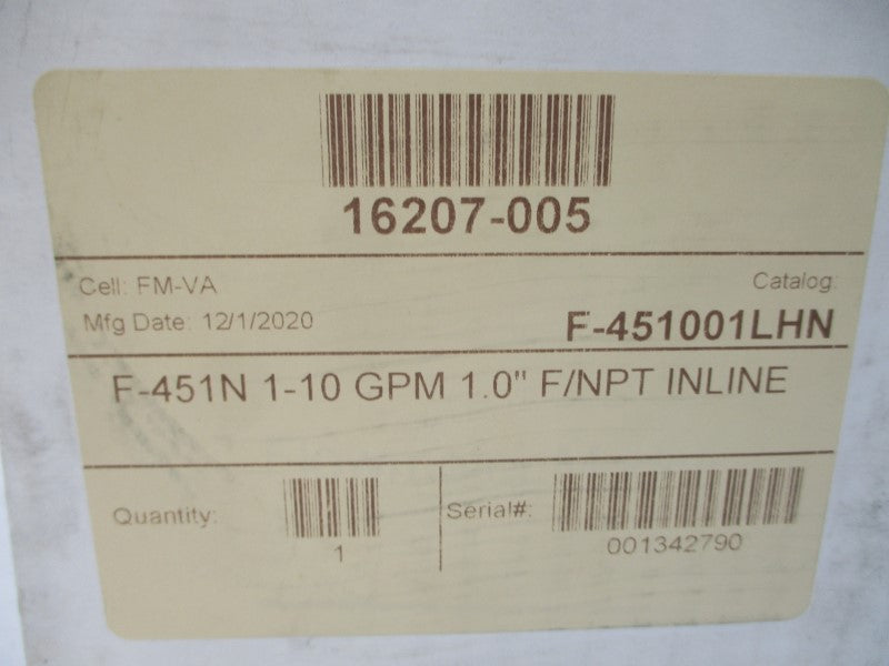 BLUE-WHITE INDUSTRIES F-451001LHN F-451 1-10GPM 1.0" NSMP