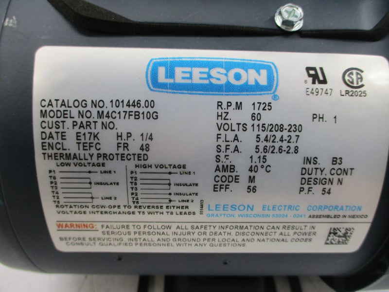 LEESON 101446.00 M4C17FB10G 115/208-230V 5.4/2.4-2.7A NSMP