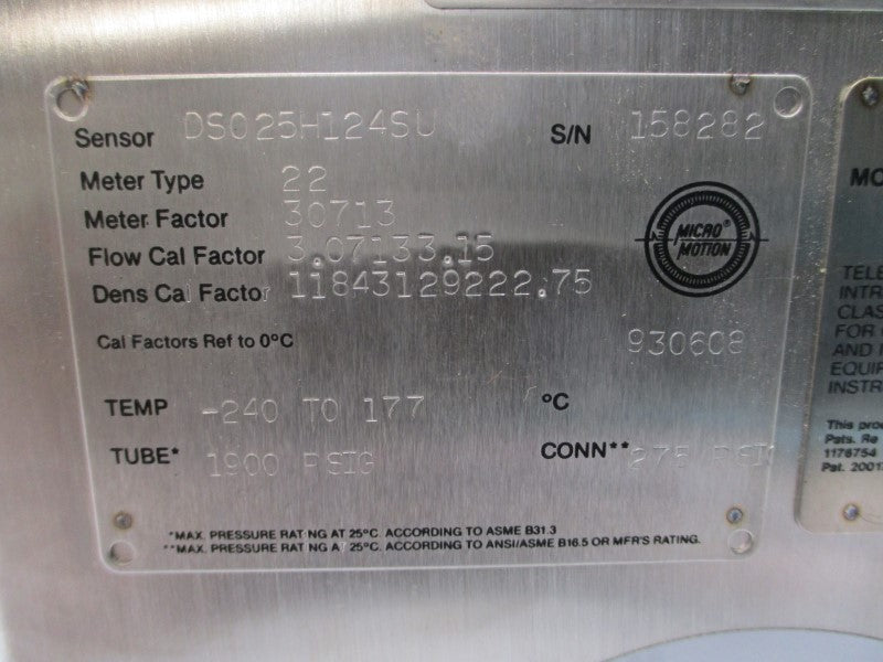 MICRO MOTION DS025H124SU 5V 1900PSI NSNP