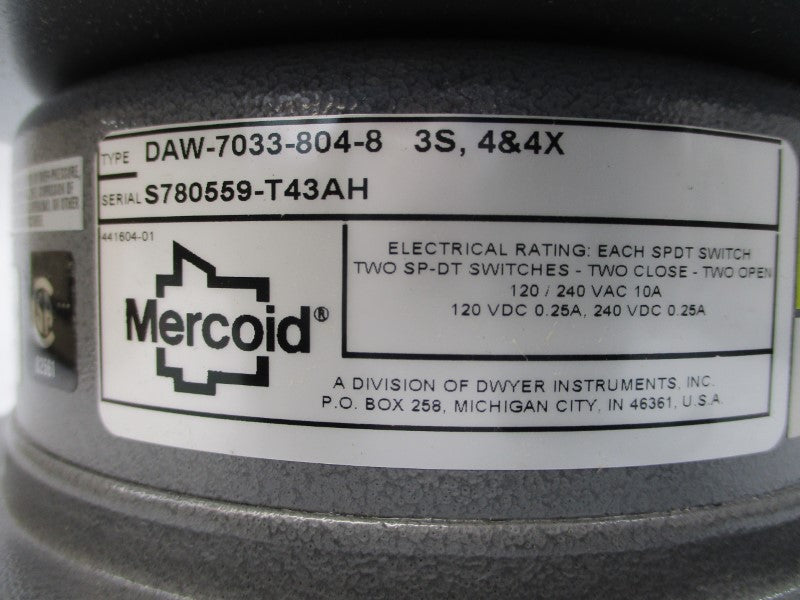 MERCOID DAW-7033-804-8 120/240VAC 10A 10-200PSI NSMP