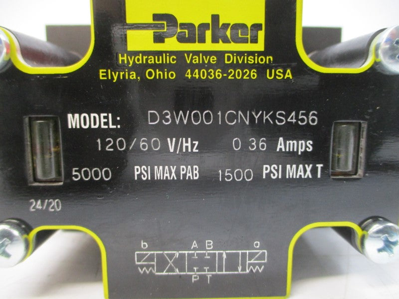 PARKER D3W001CNYKS456 120VAC 0.36A 5000PSI NSMP