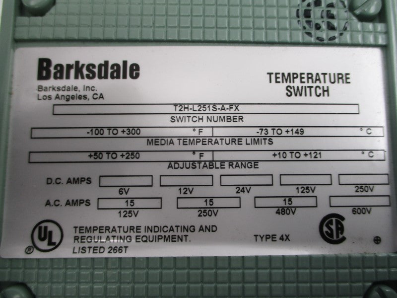 BARKSDALE T2H-L251S-A-FX 600VAC 15A NSMP