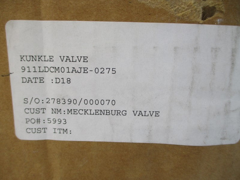 KUNKLE VALVE 911LDCM01AJE-0275 275PSI 1/2" NSMP